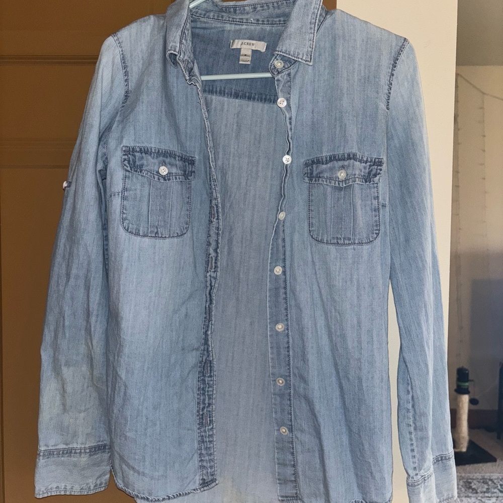 J. Crew Light Blue Button-Up Denim Shirt Chambray